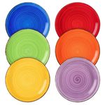 vancasso Bonita Multicolour Dessert Plate Set of 6, Handpainted Side Plate in Rustic Look Tableware, 7.5 inch Side/Salad/Fruit/Snack Plate(18.8 * 18.8 * 2.2cm)