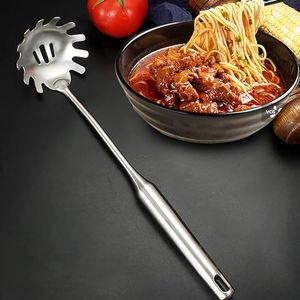 34 cm Stainless Steel Spaghetti Pasta Tongs, Stainless Steel Spaghetti Server, Pasta Spoon Server Fork, Heat Resistant Serving Tongs Spoon for Pasta, Pasta, Baking, Cooking