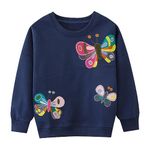 Little Hand Girls Sweatshirt Butterfly Cotton Long Sleeve Toddler Casual Jumpers Top Kids Clothes Child Pullover Age 2-3 Year