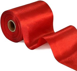 TONIFUL 4 Inch x 22Yards Wide Red Satin Ribbon Solid Fabric Large Ribbon for Cutting Ceremony Kit Grand Opening Chair Sash Table Hair Car Bows Sewing Craft Gift Wrapping Wedding Party Decoration