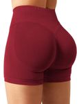 YEOREO Women Workout Gym Impact Shorts Hidden Scrunch Butt Lifting 3.6"/4.5"/6" Seamless Shorts, Red, Medium