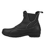 LONDON FOG Tyler Slip On Rain and Snow Boots for Men - Leather Waterproof Chelsea Duck Boots, Lined Insulated Men’s Winter Snow Boots, Black, 9 UK