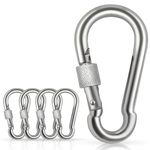 Spencer Locking Carabiner Clips 4" 4 Pack-304 Premium Stainless Steel Thumb Screw Carabiner Clip Heavy Duty For Outdoor, Camping, Hiking, Swing, Gym, Dog Leash and More