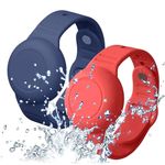 Aircawin Airtag Bracelet for Kids Waterproof,2 Pack Silicone Hidden Airtag Wristband Kids,Anti-Lost Apple Airtag Holder Case for Toddler,Airtag Case Cover Watch Band GPS Tracker for Child-Blue+Red