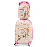 KOTEK Kids Carry On Luggage Set, 18" Hardside Rolling Suitcase with Spinner Wheels, Travel Rolling Luggage for Boys Girls (Mermaid)