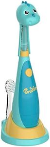 Brusheez Little Toddlers’ Sonic Toothbrush - Safe & Gentle Toothbrush for Ages 1-3 with Built-in, Light-Up 2-Minute Timer, Extra Brush Head, & Storage Base for First-Time Brushers (Rex The Dinosaur)