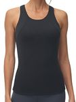 High Neck Workout Tank Tops Sports Bras for Women Full Coverage Tank with Built-in Shelf Bras Racerback Yoga Gym Shirt, Black, XL