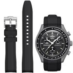 Stanchev Strap for Omega x Swatch MoonSwatch 20mm,Soft Rubber Replacement Strap Compatible With Swatch Omega Moonswatch Speedmaster Watch,Seamless Curved Moonswatch Swatch Strap for Men Women (Black)