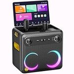 Ikarao Smart Karaoke Machine for Adults, with Lyrics Display, with 2 Wireless Micrpphone, 32GB Tablet, Professional PA System, 300W Peak Power, 4 DJ Lights, HDMI Speaker for Any Occasion-Break X2