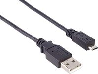 PremiumCord USB - Micro USB Connection Cable 1.5 m USB A Male to Micro B Male USB 2.0 High Speed Data Cable 5 Pins 2 x Shielded AWG28 Colour Black Length 1.5 m