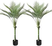 Artificial Palm Tree 4FT with 1 Head Large Fake Palm Plant with 12 Trunks Perfect Tall Faux Tree in Pot for Indoor Outdoor House Home Office Garden Modern Decor Housewarming Gift (2Pack)