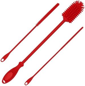 Kitchiny 12.5" Silicone Bottle Brush & Straw Cleaner Brush Set | Water Bottle Cleaner for Hydro Flasks, Tumblers, Glassware, Vases and Narrow Neck Containers