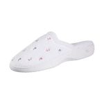 ISOTONER Women's Classic Terry Clog Slippers Slip on, White, Large / 8.5-9 US