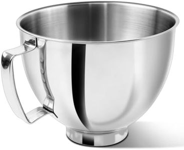 Stainless Steel Mixing Bowl with Handle for KitchenAid 4.5 & 5 Qt Tilt-Head Stand Mixer, Fits Artisan, Classic, KSM150, K45SS, 4.5-Quart Replacement Bowl, Dishwasher Safe