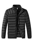 BGOWATU Men's Puffer Jacket Lightweight Packable Winter Jacket Water Resistant Insulated Down Puffy Coat Black M