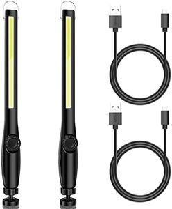 LED Work Light, XTAUTO 600LM Rechargeable COB Work Light 2200mAh, Portable Flashlight Worklight Inspection Light w/Magnetic Base Hook for Car Repair Home Garage Emergency Outdoor Camping 2-Pack