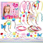 GWAHSA Headband Making Kit for Girls Arts and Crafts for Kids Ages 4-6 6-8 8-12 Make Your Own 12 Fashion Headbands DIY Hair Accessories Set Toys for 4 5 6 7 8 9 10 11 12 Year Old Girl Birthday Gifts