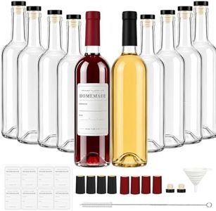 TBWIND 10 Pack 25oz/750ml Clear Glass Wine Bottles with T-Top Corks