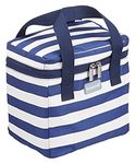 KitchenCraft We Love Summer Nautical-Striped Small Cool Bag, 4.9 L (1 Gal) - Navy Blue/White