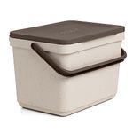 TATAY Kitchen Food Waste Compost Caddy Bin, 6L Capacity, Polypropylene, Made from 100 Percent Recycled Materials, Beige Colour, Marron (1105539), Measures 26,5 x 19 x 18,5 cm