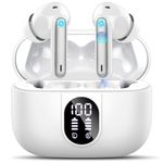 Wireless Earbuds, 2024 Bluetooth 5.3 Headphones HiFi Stereo Ear Bud, 40Hrs Playtime Bluetooth Earbuds with 4 ENC Noise Cancelling Mics, IP7 Waterproof, LED Display Wireless Earphones for Sport White