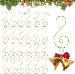 Chffcuh Ornament Hooks, Gold Christmas Ornament Hangers, 100 Pcs Christmas Ornament Hooks, Metal Hooks for Ornaments, Metal Wire Ornaments Hooks Anchors for Xmas Tree Xmas Balls Party Decorations