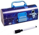 Invite Enterprise Plastic Kids Pen & Pencil Box Style Password Lock Pencil Case, Multi-Layer Pencil Box For Kids,Boys,Girls,Stationary Organizer Case For Kids,Return Gift For Kids(Space-Blue)