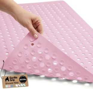 GORILLA GRIP Bath Tub Shower Mat, Bathtub Floor Liner, 35x16 Pink Opaque