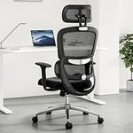 Soohow Ergonomic Home Office Chair,Ergonomic Desk Chair with Back Support,3D Armrest and Adjustable Headrest,High Back Mesh Office Chair for Heavy People,Black