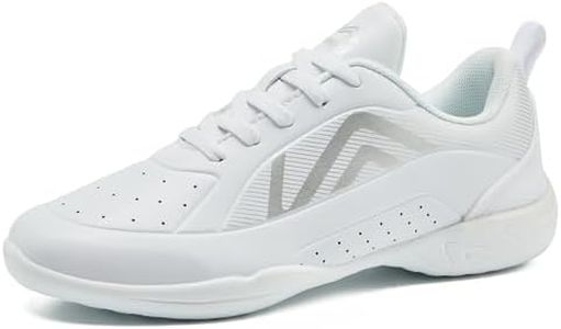 LANDHIKER Scarpe da cheer bianche per ragazze da donna scarpe da cheerleading per allenamento giovanile appartamenti atletici leggeri in tessuto traspirante confortevole per bambini scarpe da