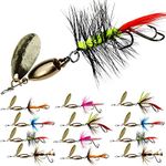 VMSIXVM Trout Lures Trout Spinners, Rooster Bait Tail Trout Fishing Lures for Bass Salmon Pike, Fishing Spinner Kit Smallmouth Bass Lures with Brass Spinner for Lake River Fishing