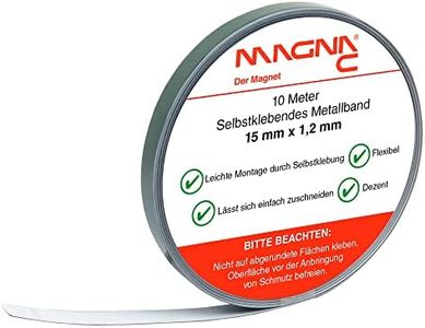 Magna-C® Ruban en métal autocollant - Blanc - Base pour aimants - Flexible et facile à découper - 10 m x 15 mm x 1,2 mm
