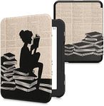 kwmobile Case Compatible with Barnes & Noble Nook Glowlight 4 / 4e Case - eReader Cover - Girl and Books Black/Beige