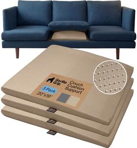 GORILLA GRIP Ergonomic High Density Couch Cushion Support Foam, Quick Rebound Sofa Lifters for Sagging Cushions, Stays In Place, Replacement Stuffing Under Couches, 20 x 19 x 1.75 Inches, 3 Pack Beige