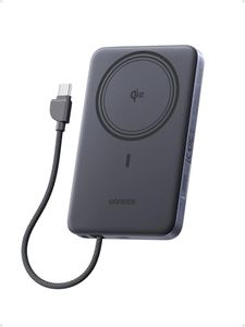 UGREEN Nexode Ultra-Slim 10000mAh Magnetic Power Bank Qi2 Certified 15W Wireless Portable Charger Built-in Cable & PD 30W Fast Charging MagSafe Compatible Battery Pack For iPhone 17-12 Series, Black