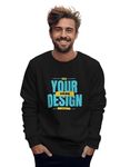 TRI VASTRAM Customized Sweatshirt for Men | Personalized Sweatshirt | Create Your own Text or Design Only Front Side (Black - XL)