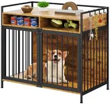 YITAHOME Dog Crate Furniture, 41" Heavy Duty Dog Kennel with 2 Drawers, Wooden Dog Crate End Table for Medium Small Medium Dogs, Rustic Brown
