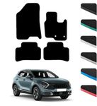 GCM - Car Floor Mats for Kia Sportage 2022 To Present Full Coverage Floor Protection - Anti Slip & Fit Car Mat with Clips Easy to Clean Car Carpet for All-Weather (Black Edging, Carpet)