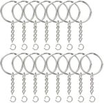 Hawk Eye Silver Plated Alloy Split Keyring with Chains for Small DIY Works 25MM (Pack of 50)