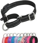 YUDOTE Reflective Martingale Dog Collars Escape-proof Anti-pull with Safety Quick Release Buckle for Narrow Head Canines Ease Walking,Small,Black