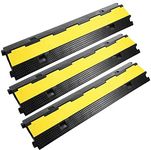 3 Pack Dual Channel Rubber Cable Protector Ramp 2 Channel Traffic Speed Bump 11000lbs Capacity Heavy Duty Driveway Hose Cover Ramp Cord Track Protector Wires Concealer w/Flip-Open Top Cover