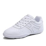 Cheerleading Shoes Cheer Shoes for Women Youth Girls Flats Tennis Walking Dance Trainers White 34