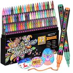 NICETY Acrylic Paint Pens Set - 72 Colours Paint Markers for Rock Painting Stone Glass Ceramic Wood Metal Fabric - 0.7mm Extra Fine Tip Water Based Acrylic Markers for Adults