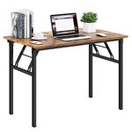 Need Folding Desk for Home Office 39-3/8 inch Length Modern Folding Table Computer Desk No Install Needed Rustic Brown Desktop Black Frame AC5FB(100 * 60)