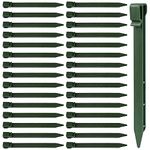 20 Pcs Plastic Ground Stakes 9.6 Inch Landscape Edging Stakes Tent Pegs Spikes for Campings Outdoor Edging and Terrace Board and Garden Lawn, Sturdy Canopy Stakes for Sand Beach Woods(Green)