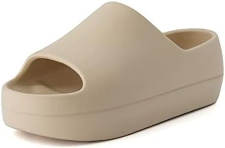 CUSHIONAIRE Women's Harrison platform slide sandal with +Comfort, Khaki 9