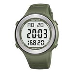 Hearkent Waterproof Pedometer Watch for Senior Non Bluetooth No App Required Sport Watch with Step Counter Calories and LCD Large Numbers (green), UK-2308BLK