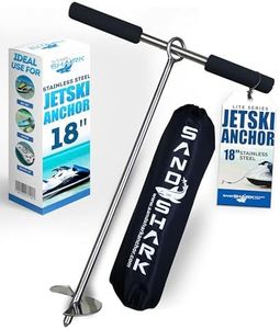 SandShark 18" Sand Anchor, Tested & Proven to Hold Watercraft Secure, Auger to The Beach or Sandbar for Jet Ski, PWC, Pontoon, Kayak, Canoe (Stainless Steel) 18 Inch w/Padded Case (No Bungee Line)
