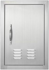 VEVOR BBQ Access Door, 356x508 mm Single Outdoor Kitchen Door, Stainless Steel Flush Mount Door, Wall Vertical Door with Handle and Vents, for BBQ Island, Grilling Station, Outside Cabinet