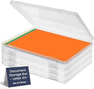 Bins & Things JTJ Sourcing Plastic Storage Box for Letter A4 Paper - Document Magazine Paper Protector - Portable A4 Project Sleeves - Document Organizer Box Storage - (Set of 4)